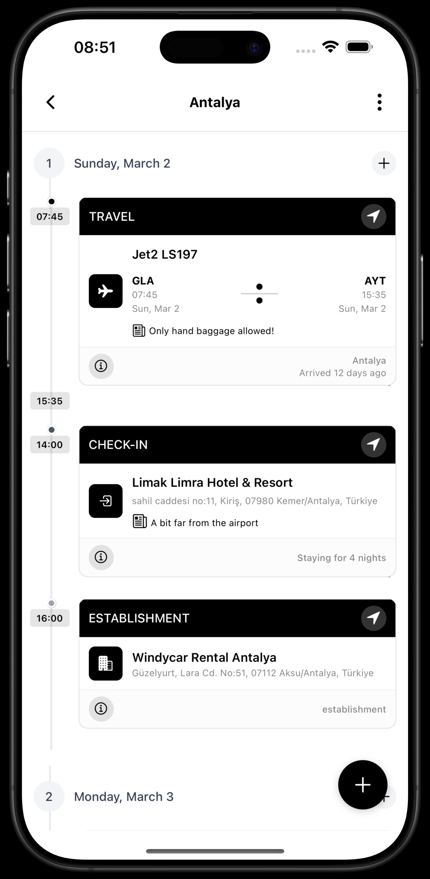 TripWise Itinerary Screenshot
